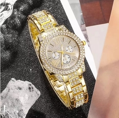 Relógio de pulso de diamante completo terno feminino relógio de quartzo joias na internet