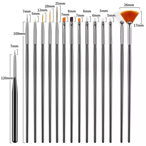 Profissional Nail Art Brush Set, Armadura Suprimentos, Acrílico UV Gel Paint, - comprar online