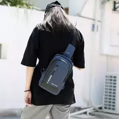 Saco de peito Oxford masculino com porta de carregamento USB, saco transversal - loja online