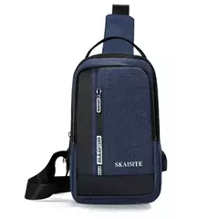 Saco de peito Oxford masculino com porta de carregamento USB, saco transversal na internet