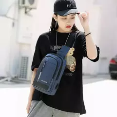 Imagem do Saco de peito Oxford masculino com porta de carregamento USB, saco transversal