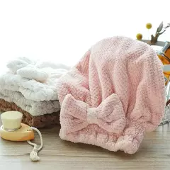 Toalha de banho de secagem rápida de cabelo spa bowknot envoltório touca acess - loja online
