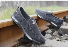 Xihaha verão lona sapatos masculinos deslizamento-em respirável homem sapatos