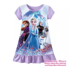 Sereia anna elsa vestido meninas camisola roupas dos desenhos animados pijamas