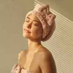 Toalha de banho de secagem rápida de cabelo spa bowknot envoltório touca acess - comprar online
