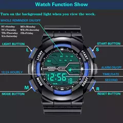 YIKAZE Relógio Esportivo Masculino Multifuncional LED Relógio Digital Grande M - Show Drop
