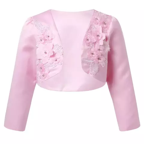 Crianças meninas bolero casaco de casamento formal recortado lindo superior bordado - comprar online