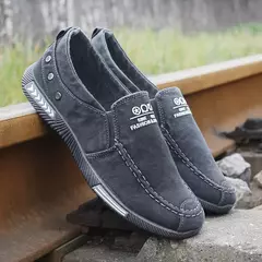 Xihaha verão lona sapatos masculinos deslizamento-em respirável homem sapatos