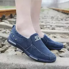 Xihaha verão lona sapatos masculinos deslizamento-em respirável homem sapatos - Show Drop
