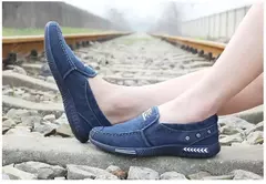 Xihaha verão lona sapatos masculinos deslizamento-em respirável homem sapatos na internet