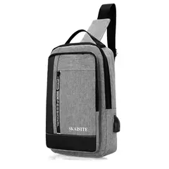 Saco de peito Oxford masculino com porta de carregamento USB, saco transversal na internet