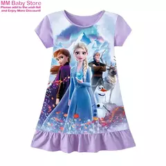 Sereia anna elsa vestido meninas camisola roupas dos desenhos animados pijamas - comprar online