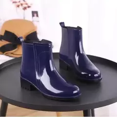 Mulheres botas de chuva à prova dwaterproof água sola de borracha salto baixo - comprar online