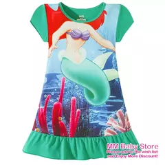 Sereia anna elsa vestido meninas camisola roupas dos desenhos animados pijamas