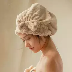Toalha de banho de secagem rápida de cabelo spa bowknot envoltório touca acess