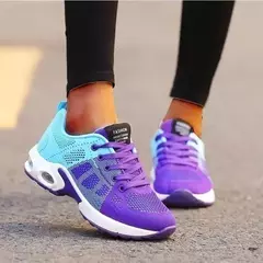Imagem do Tamanho grande verão almofada de ar sapatos esportivos femininos tênis branco