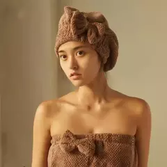 Imagem do Toalha de banho de secagem rápida de cabelo spa bowknot envoltório touca acess