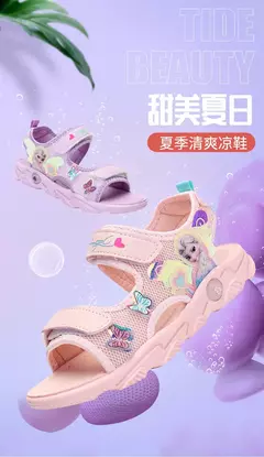 Disney crianças sapatos de verão nova elsa meninas malha praia especial moda i - comprar online