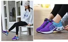 Imagem do Tamanho grande verão almofada de ar sapatos esportivos femininos tênis branco