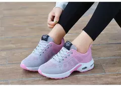 Tamanho grande verão almofada de ar sapatos esportivos femininos tênis branco - Show Drop