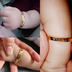 Vnox pulseiras voce pode personalizar com nome e data de nascimento para seu bebês, presente de mae na internet