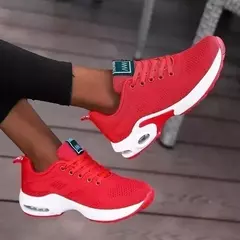 Tamanho grande verão almofada de ar sapatos esportivos femininos tênis branco - Show Drop