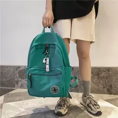 Menina cor sólida moda saco de escola estudante universitário mochila feminina - Show Drop