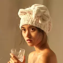 Toalha de banho de secagem rápida de cabelo spa bowknot envoltório touca acess - comprar online