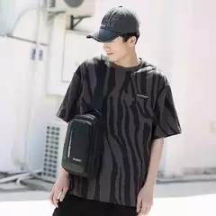 Saco de peito Oxford masculino com porta de carregamento USB, saco transversal