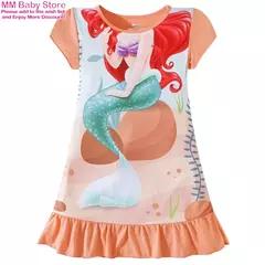 Sereia anna elsa vestido meninas camisola roupas dos desenhos animados pijamas - loja online
