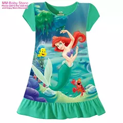 Sereia anna elsa vestido meninas camisola roupas dos desenhos animados pijamas - comprar online