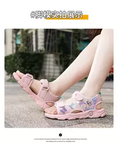 Imagem do Disney crianças sapatos de verão nova elsa meninas malha praia especial moda i
