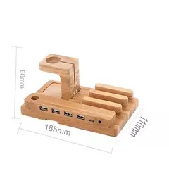 Imagem do Moda multifuncional de bambu carregamento usb doca telefone tablet montagem para
