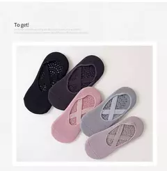 Meias de yoga femininas 3 pares/5 pares/1 par, algodão, silicone, pilates, aber