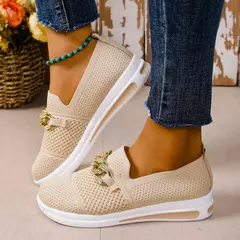 Mulheres tênis de malha trabalho sapatos de designer para mulher leve sola maci - comprar online