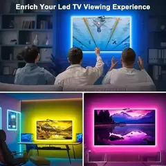 Tv luz de fundo ambiente 5v usb rgbic tira luz led com câmera 3.8m 5m app tela - loja online