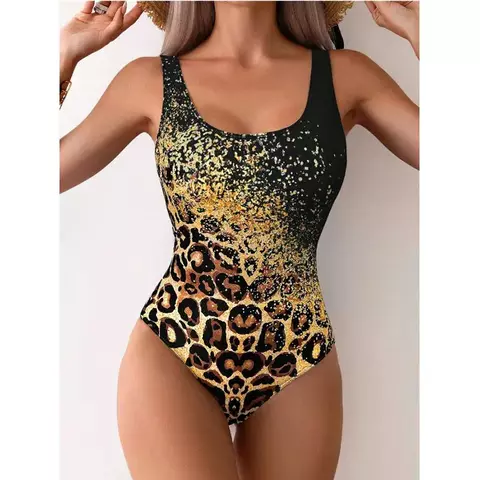 Novo sexy biquíni impresso tie dye leopardo impressão sem costas esportivas co - comprar online