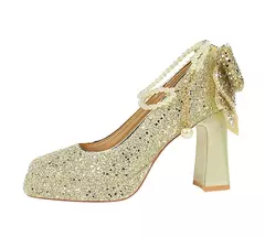Banquete de casamento novo doce pérolas de um comprimento salto alto feminino s