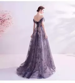 Vestidos de noite femininos de luxo vestidos roxos reunião anual aniversário e casamento