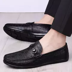 2022 novos mocassins pretos de couro masculino alta qualidade designer sapatos m - Show Drop
