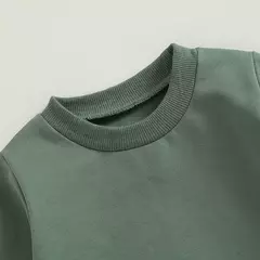 Pudcoco bebê menino 2 peças roupa fofa cor sólida manga comprida moletom e ca