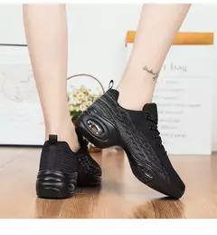 Sapato de dança feminino macio único, sapatos elevados respiráveis, tênis am