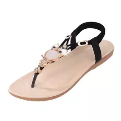 Verão novo boêmio casual planas casual coruja compressão clipe toe chinelos f - comprar online