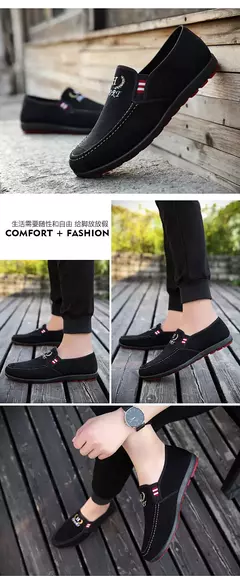 Moda deslizamento-em sapatos de lona masculinos respirável leve confortável sa - comprar online