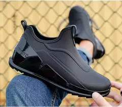 Botas de cano curto masculino, botas de chuva monocromáticas, sapatos de pesca
