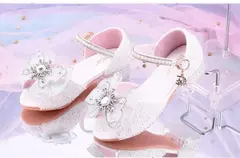 Meninas elegantes crianças sapatos de cristal verão glitter sapatos salto alto na internet