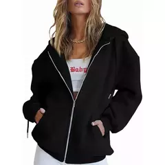 Harajuku moda sólida feminina zíper solto pulôver 2024 streetwear y2k feminin - loja online