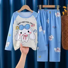 2024 outono crianças conjuntos de pijamas de seda leite menina menino pijamas c - loja online