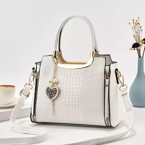 Elegante Croc Efeito Bolsa com Tassel, Versátil, Durável Zip-Seguro, Poliéste - comprar online