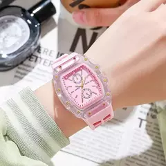 Moda feminina relógios casuais pulseira de silicone analógico relógio de quartz